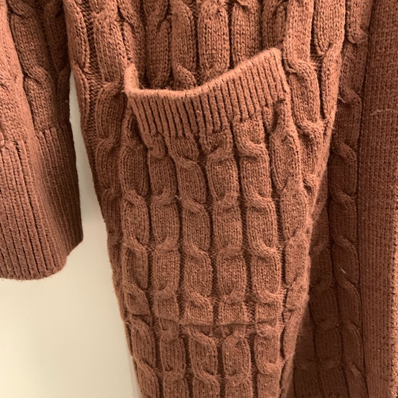 Knitted brown long cardigan - Cleo brand - Picture 3 of 7